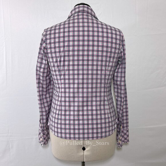 LILLY PULITZER Multicolor Plaid Long-Sleeve Ruffle Button-Front Shirt - Size 8 - Picture 6 of 16